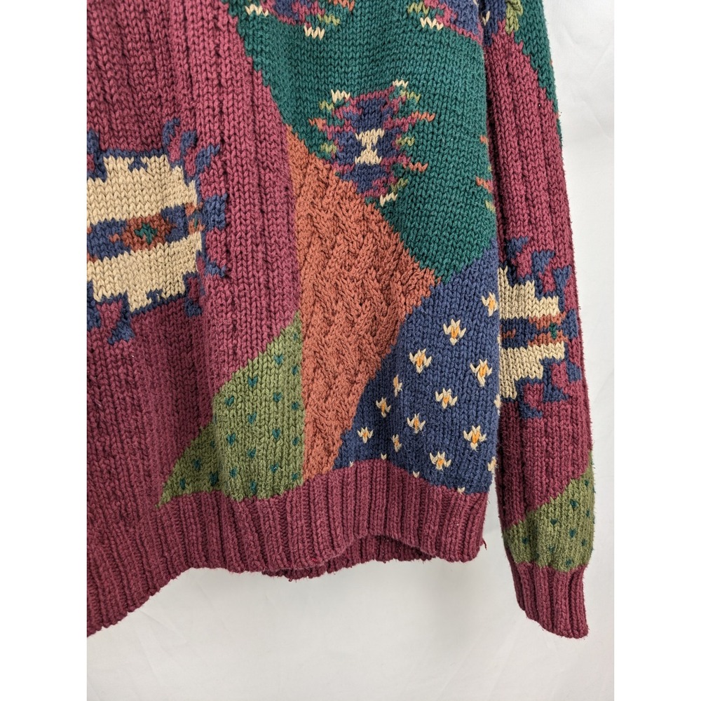 Vintage Y2K Woolrich Handknit Patchwork Sweater Sz XL Colorblock Grunge Grandpa‎ - Picture 4 of 9